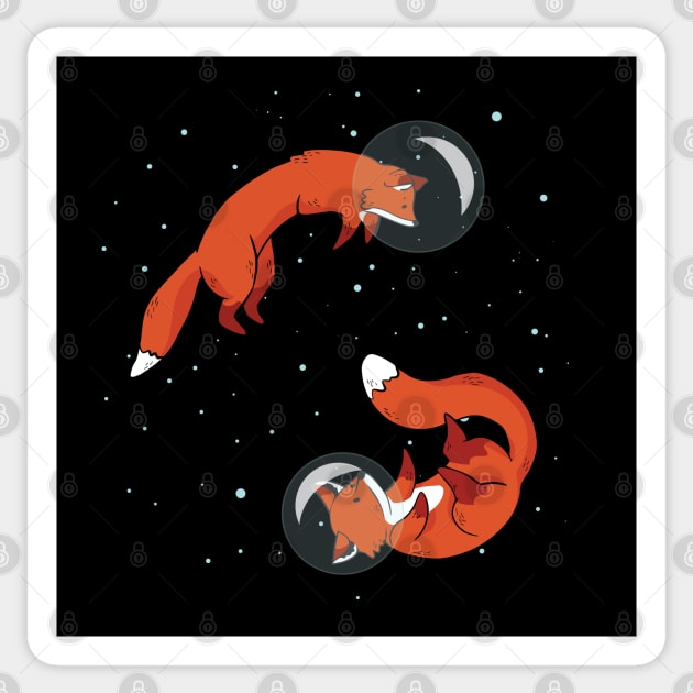 Foxes In Space Little Fox Astronaut Sticker by origato